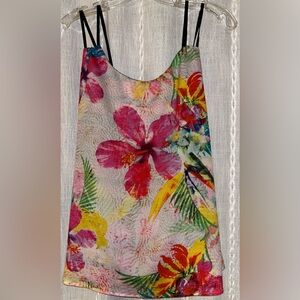 Reversible, sleeveless top, floral and rainbow striped. Sz Small